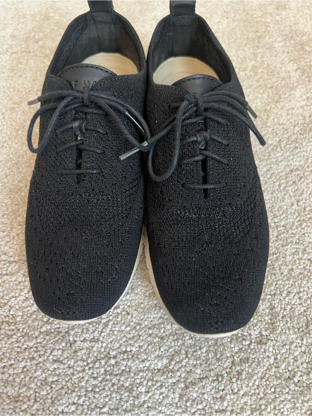 Women’s Cole Haan Black Knit Lace-Up Wingtip Sneakers